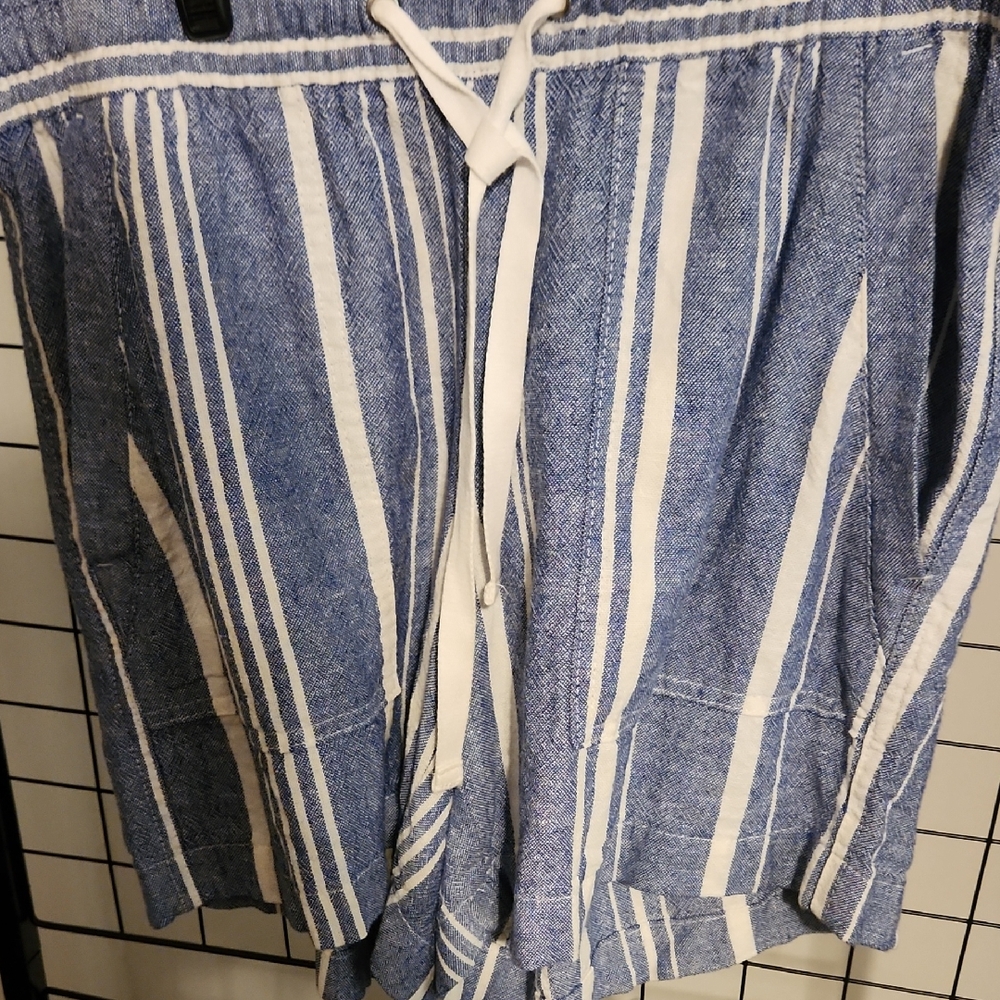 Nautica Blue & White Striped Drawstring Bermuda Shorts